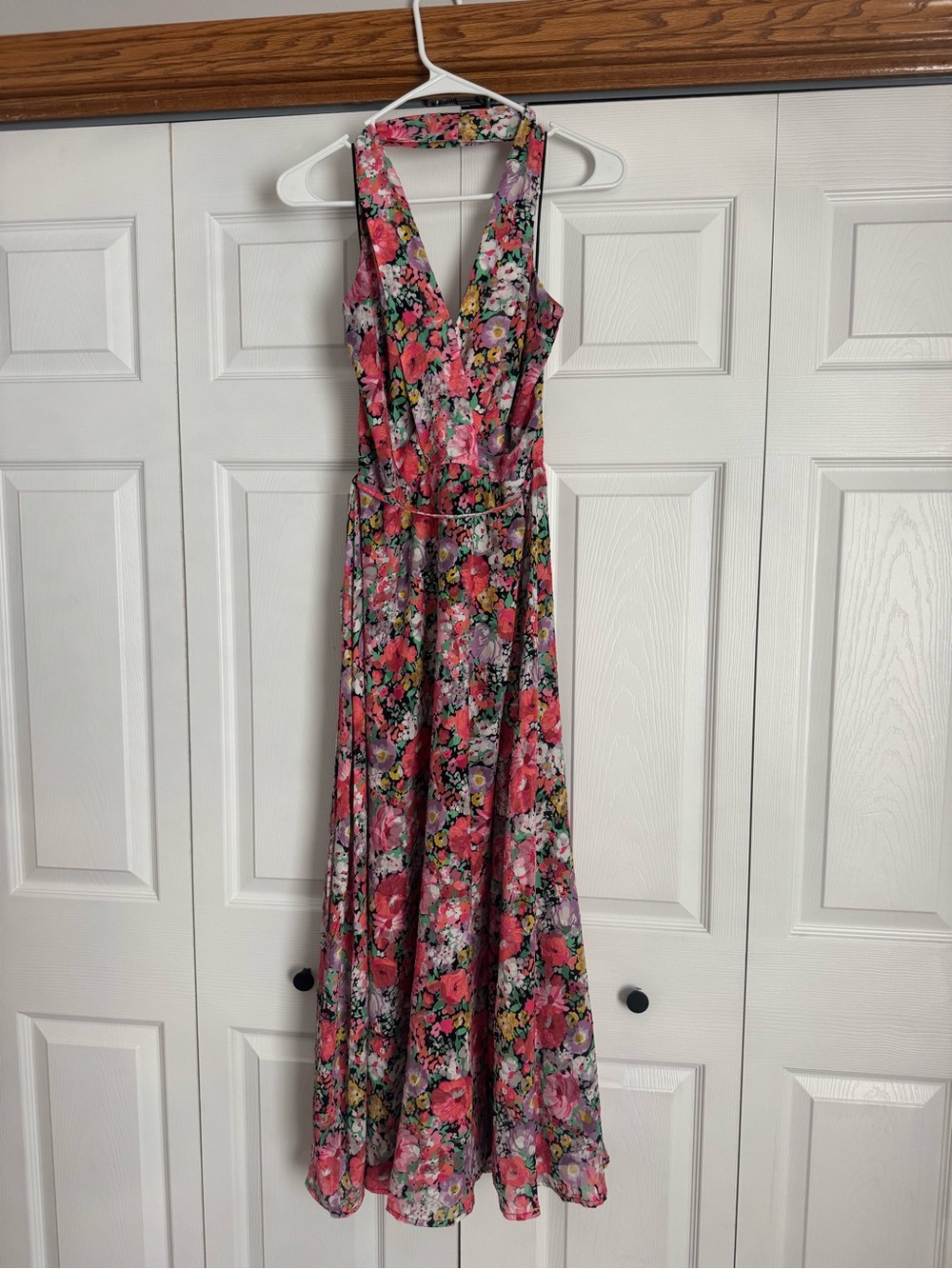 NWOT VICI Halter Tie Waist Floral Midi Dress
 - Pink Multi